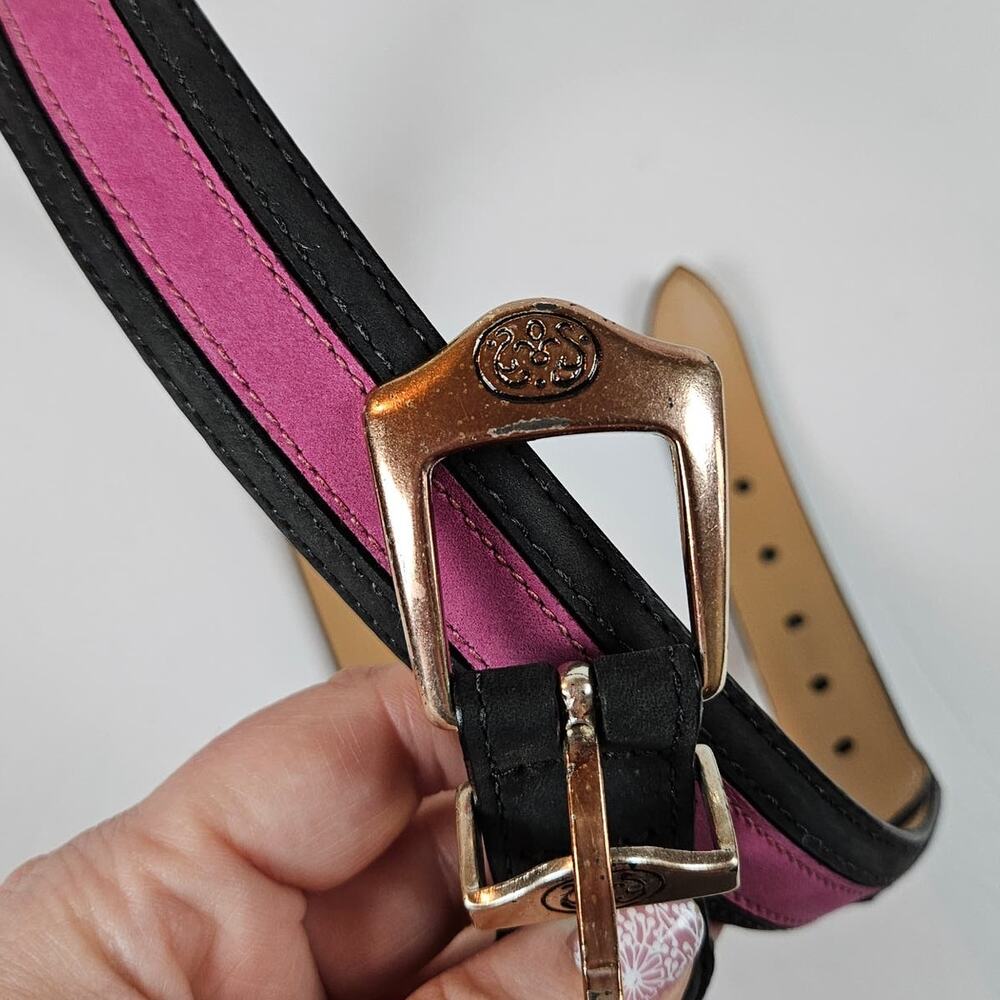 Ashworth Oil Tanned NuBuck Two Color Purple Black Belt Women's Medium - Picture 2 of 10